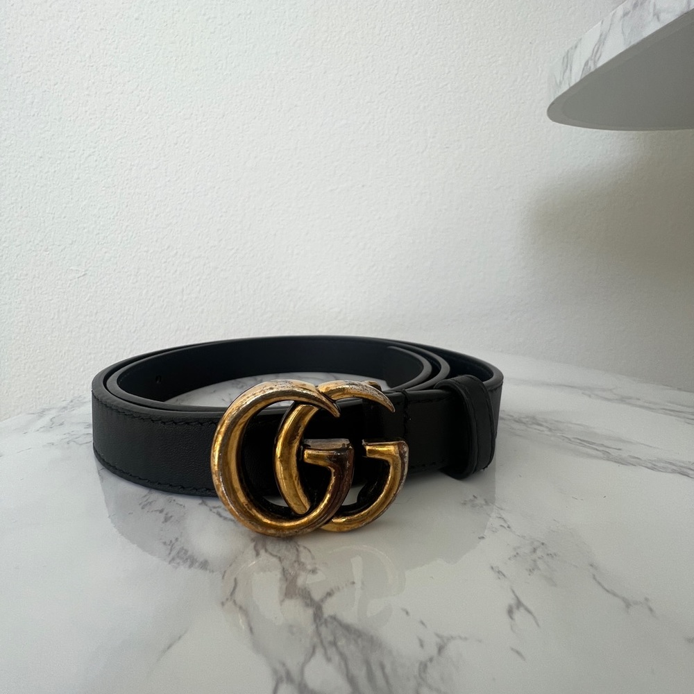 Gucci GG Marmont Black Leather Belt size 75 cm